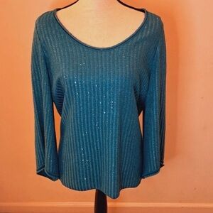 St. John Teal Sparkle Blouse